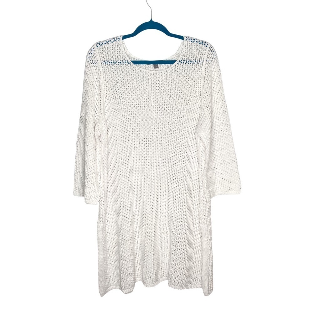 NWOT Jessica London Sweater Dress Tunic White Open Knit Size 18/20